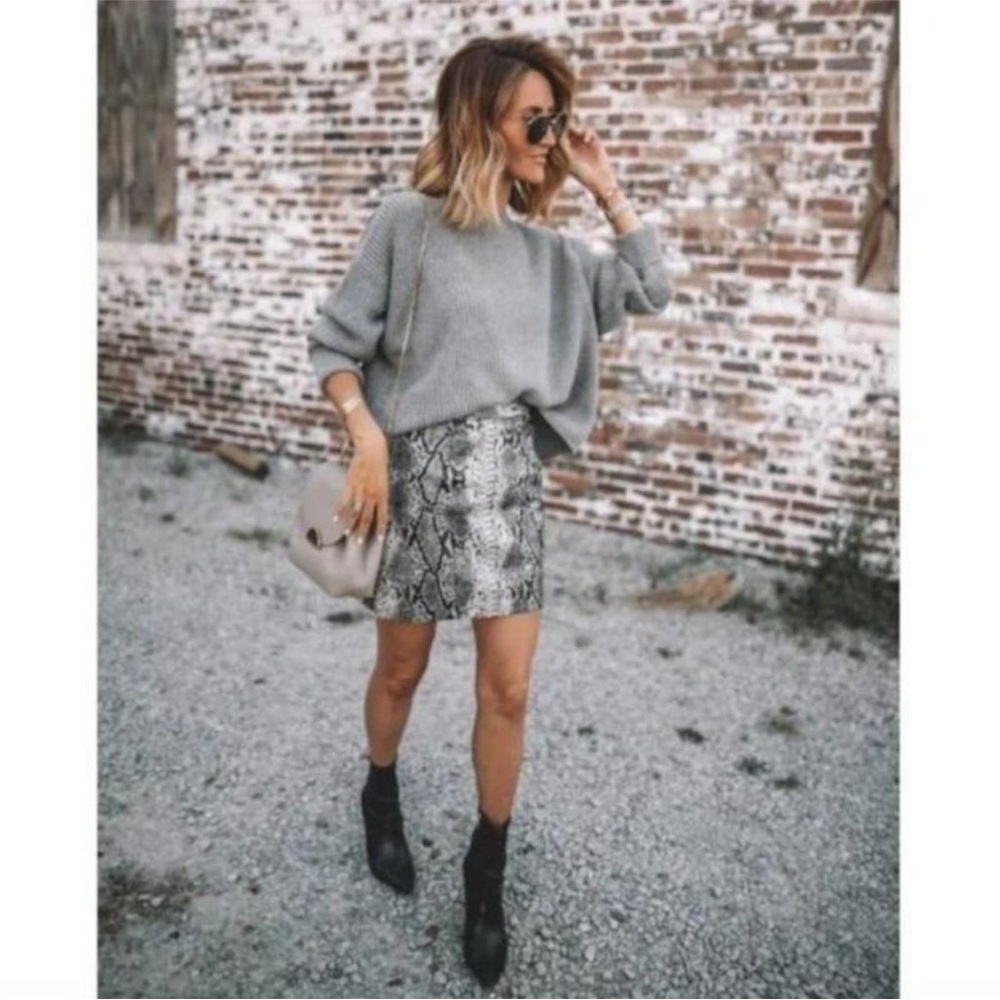 REVOLVE By the way. Snake Print Mini Skirt in gray | A